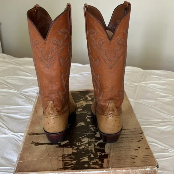 Lucchese saddle tan ostrich western cowboy boots size 8B (women’s) - Picture 7 of 8